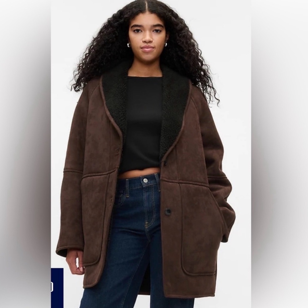 GAP Vegan Suede Shawl Collar Coat